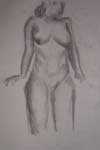Charcoal life drawing of standing woman